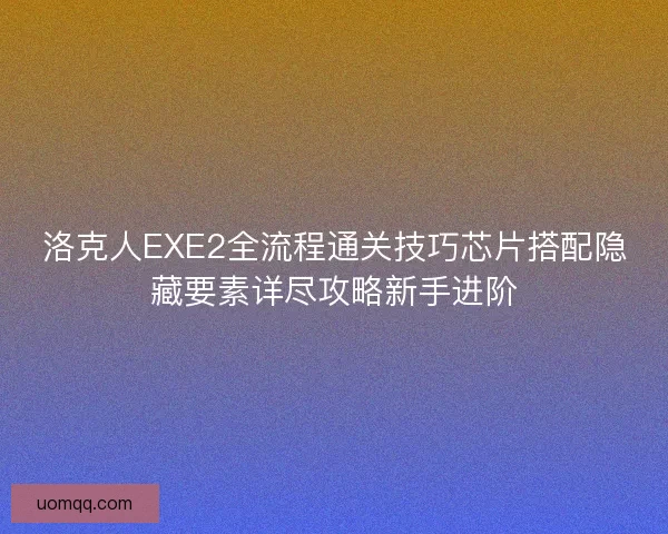 洛克人EXE2全流程通关技巧芯片搭配隐藏要素详尽攻略新手进阶