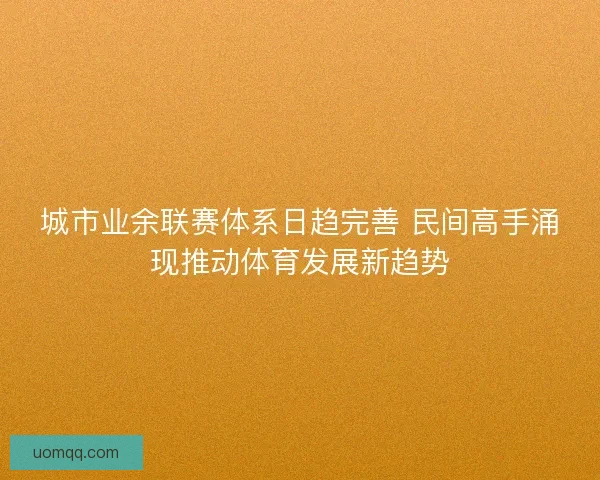 城市业余联赛体系日趋完善 民间高手涌现推动体育发展新趋势