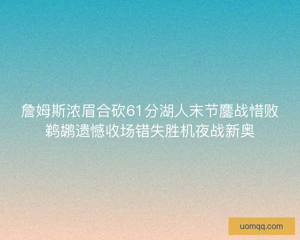 詹姆斯浓眉合砍61分湖人末节鏖战惜败鹈鹕遗憾收场错失胜机夜战新奥