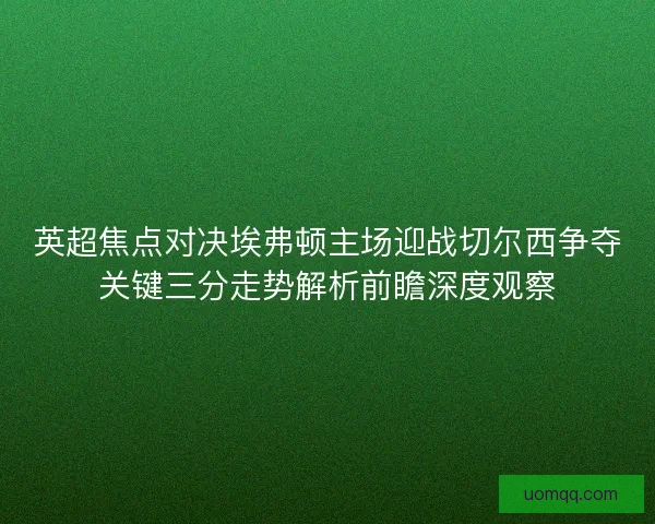 英超焦点对决埃弗顿主场迎战切尔西争夺关键三分走势解析前瞻深度观察