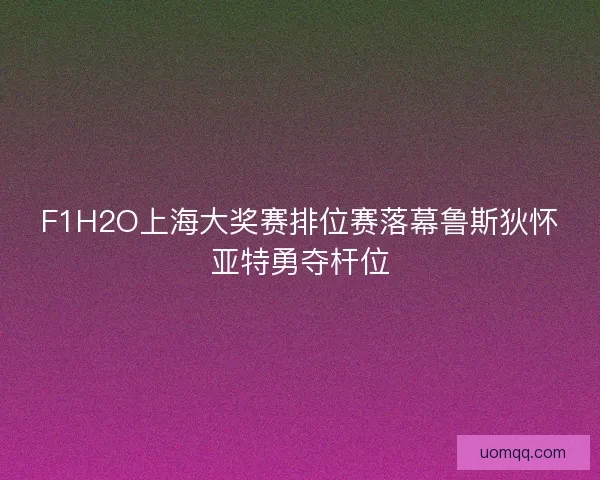 F1H2O上海大奖赛排位赛落幕鲁斯狄怀亚特勇夺杆位 F1H2O上海大奖赛排位赛落幕鲁斯狄怀亚特勇夺杆位