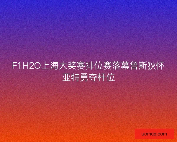 F1H2O上海大奖赛排位赛落幕鲁斯狄怀亚特勇夺杆位 F1H2O上海大奖赛排位赛落幕鲁斯狄怀亚特勇夺杆位