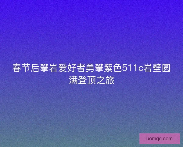 春节后攀岩爱好者勇攀紫色511c岩壁圆满登顶之旅 春节后攀岩爱好者勇攀紫色511c岩壁圆满登顶之旅