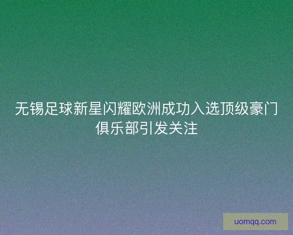 无锡足球新星闪耀欧洲成功入选顶级豪门俱乐部引发关注